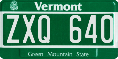 VT license plate ZXQ640