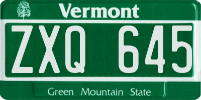 VT license plate ZXQ645