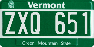 VT license plate ZXQ651