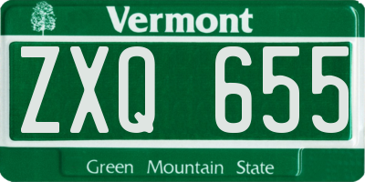 VT license plate ZXQ655