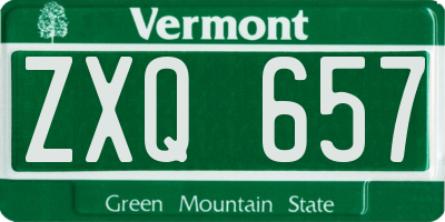 VT license plate ZXQ657