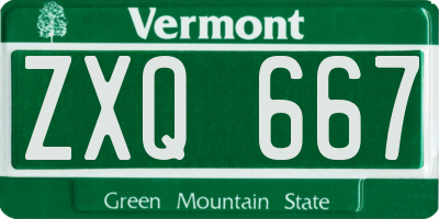 VT license plate ZXQ667