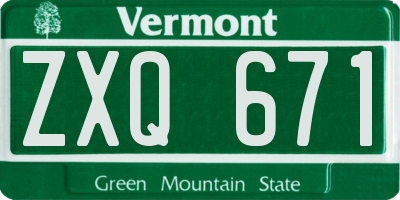 VT license plate ZXQ671