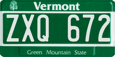 VT license plate ZXQ672