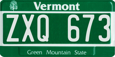 VT license plate ZXQ673