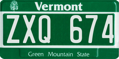 VT license plate ZXQ674