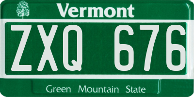 VT license plate ZXQ676