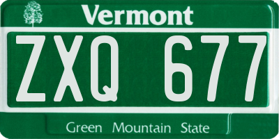 VT license plate ZXQ677