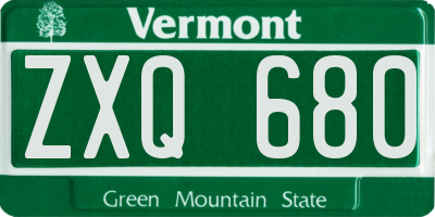 VT license plate ZXQ680