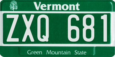 VT license plate ZXQ681