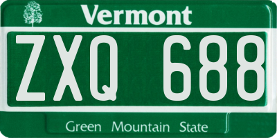 VT license plate ZXQ688