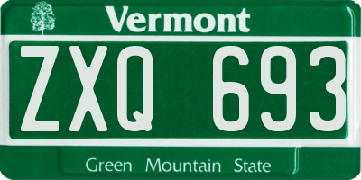 VT license plate ZXQ693