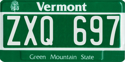 VT license plate ZXQ697