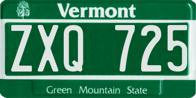 VT license plate ZXQ725