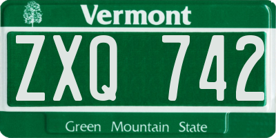 VT license plate ZXQ742