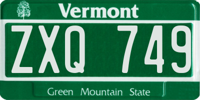 VT license plate ZXQ749