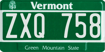 VT license plate ZXQ758