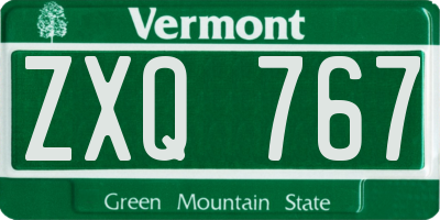 VT license plate ZXQ767