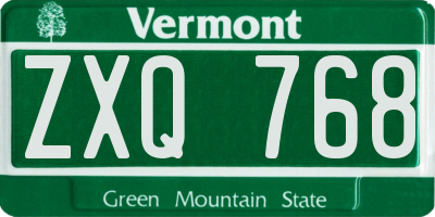 VT license plate ZXQ768