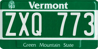 VT license plate ZXQ773
