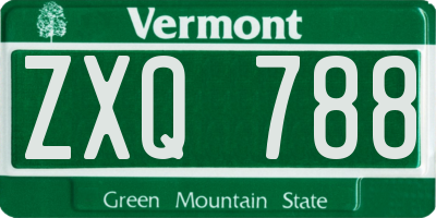 VT license plate ZXQ788