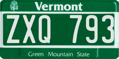 VT license plate ZXQ793
