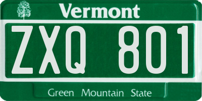 VT license plate ZXQ801