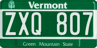 VT license plate ZXQ807