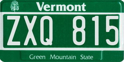 VT license plate ZXQ815