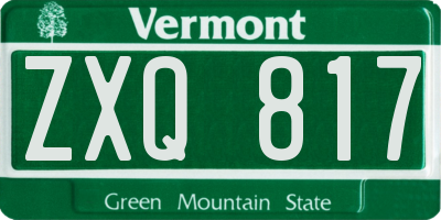 VT license plate ZXQ817