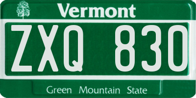 VT license plate ZXQ830