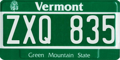 VT license plate ZXQ835