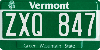 VT license plate ZXQ847