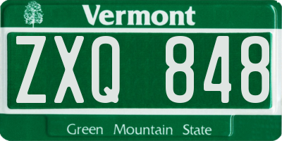 VT license plate ZXQ848
