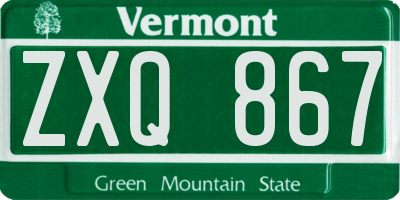 VT license plate ZXQ867