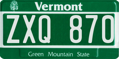 VT license plate ZXQ870