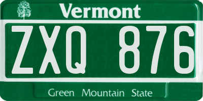 VT license plate ZXQ876