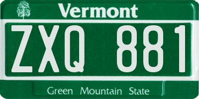 VT license plate ZXQ881