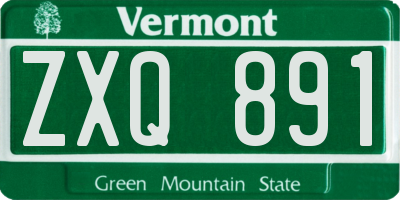VT license plate ZXQ891