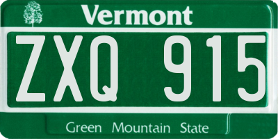 VT license plate ZXQ915