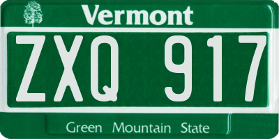 VT license plate ZXQ917