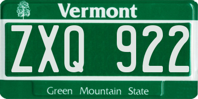 VT license plate ZXQ922