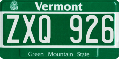 VT license plate ZXQ926
