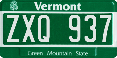 VT license plate ZXQ937