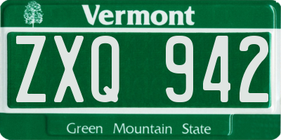 VT license plate ZXQ942