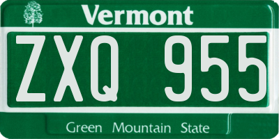 VT license plate ZXQ955