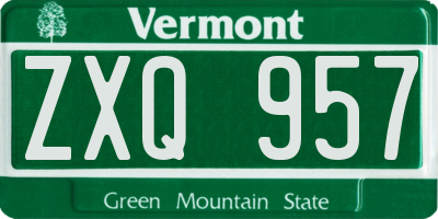 VT license plate ZXQ957