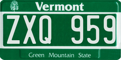 VT license plate ZXQ959