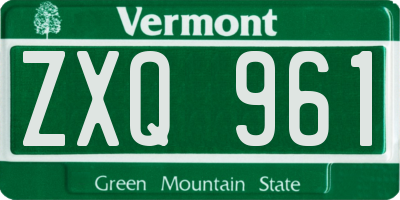 VT license plate ZXQ961