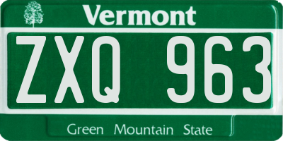 VT license plate ZXQ963